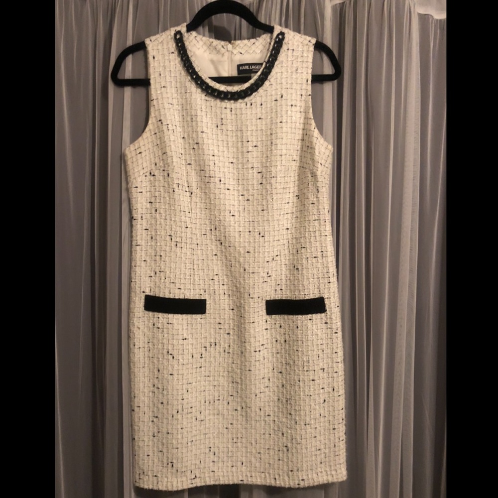 Karl Lagerfeld Tweed white dress